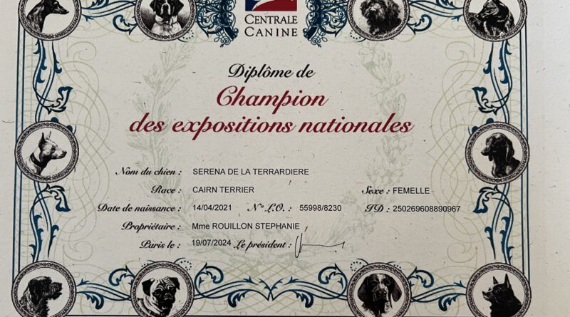 Titre champion des expositions nationales